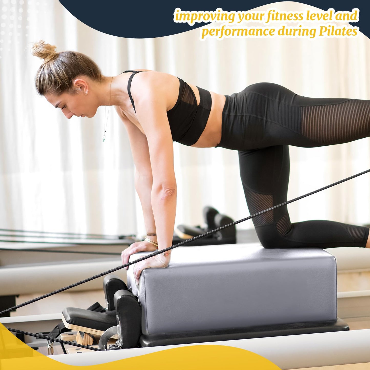 Beeveer Pilates Sitting Box 26 x 15 x 9.5 Inch Pilates Equipment Pilates Accessories Pilates Box for Reformer Body Stamina Stretching Balance Exercise Workout (Gray)