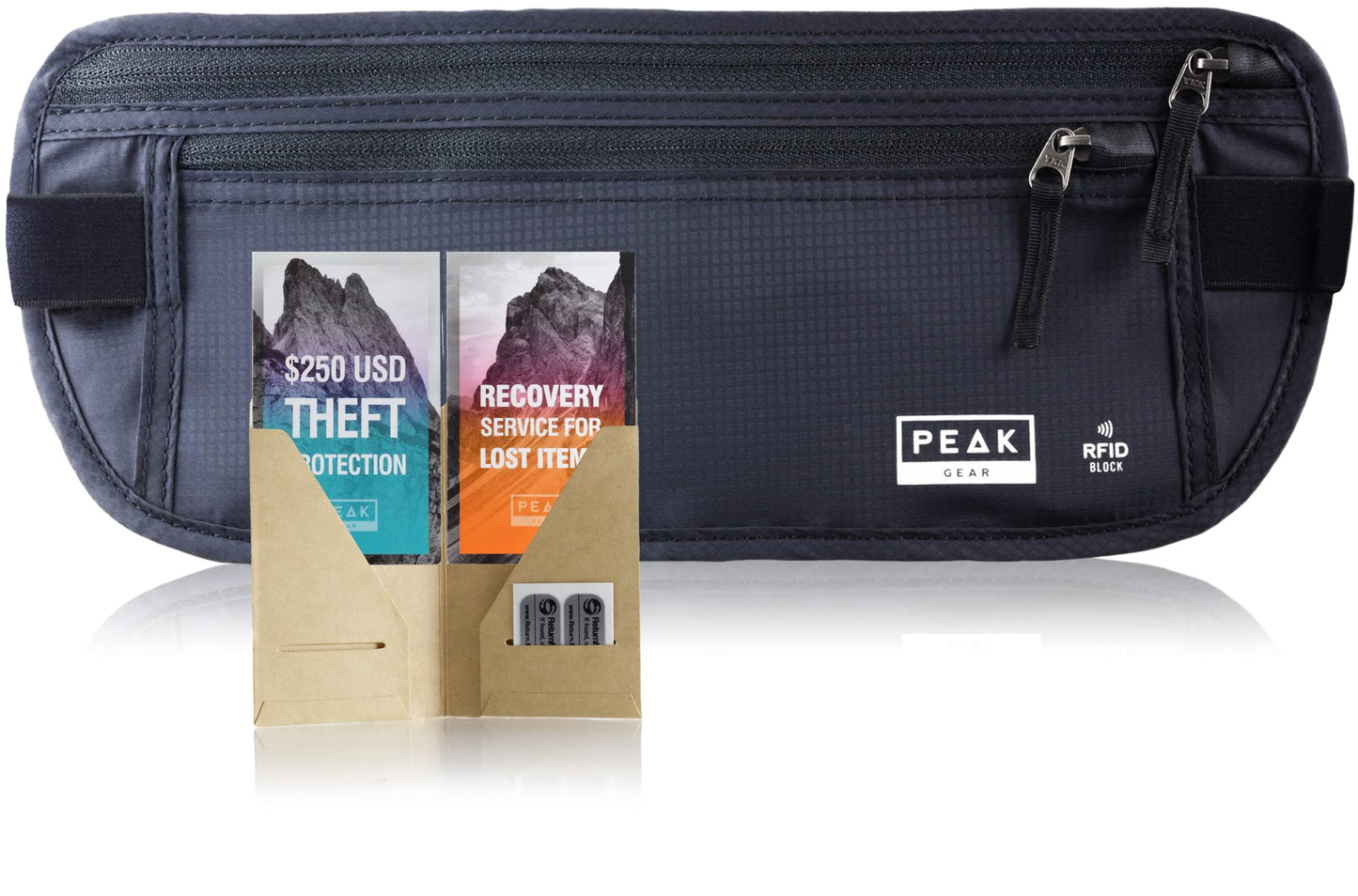 Peak Gear Travel Money Belt. Premium Quality Travel Wallet with RFID Blocking Fabric to Protect Credit Cards, Passports and Documents. Exclusive Theft Protection and 2 Recovery Tags | Beige