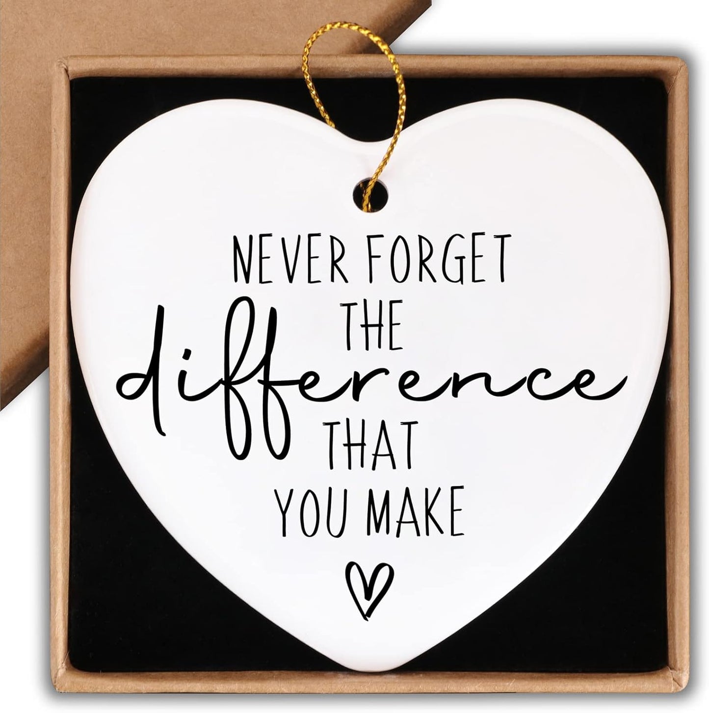 Thank You Gifts Never Forget The Difference That You Make Ceramic Ornament Keepsake Sign Heart Plaque Farewell Going Away Goodbye Appreciation Retirement Gifts for Women Men Coworker Boss Friend