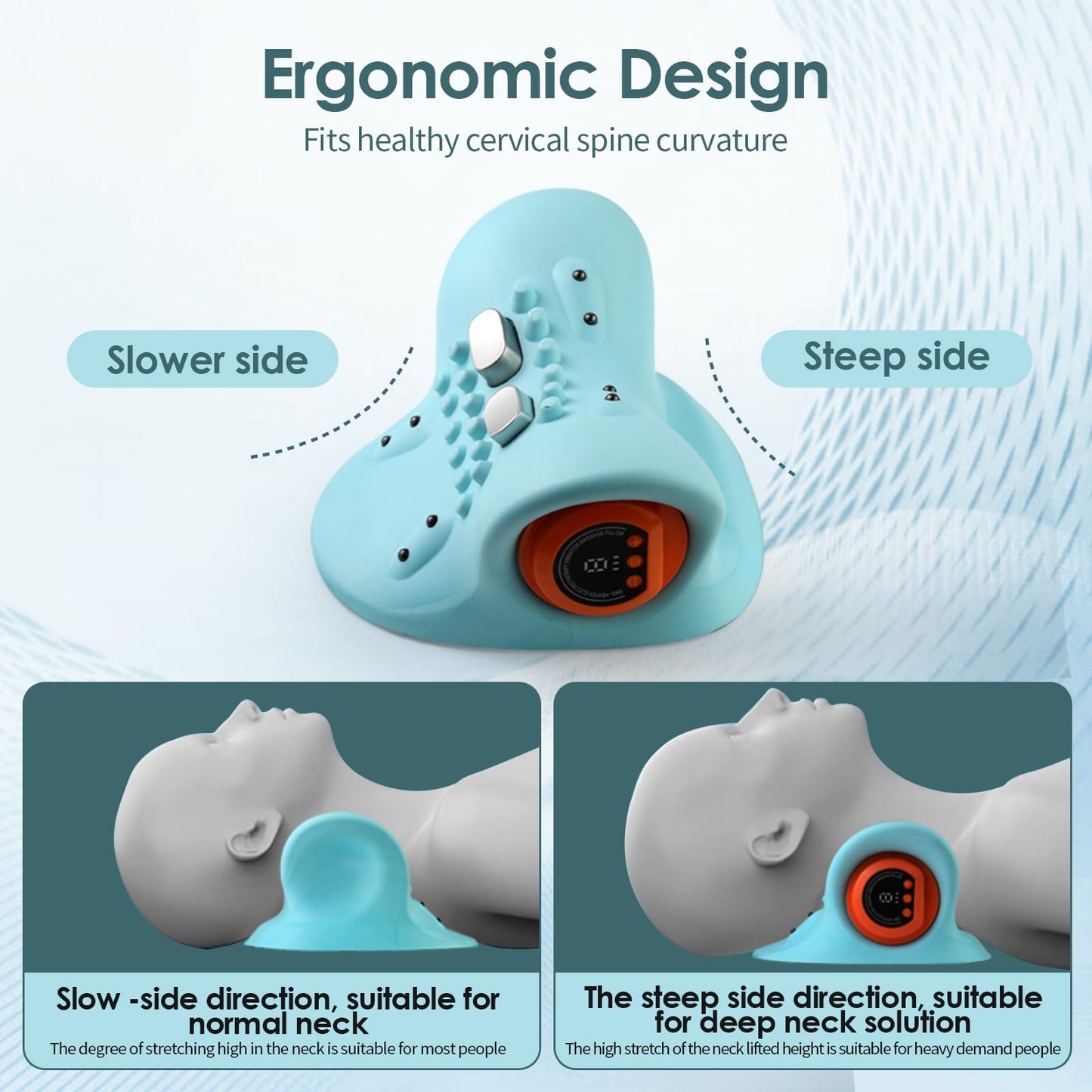 Hugterra Neck Massager, Electric Neck and Back Traction Relaxer Portable Compact Massage Pillow for Chair Ideal