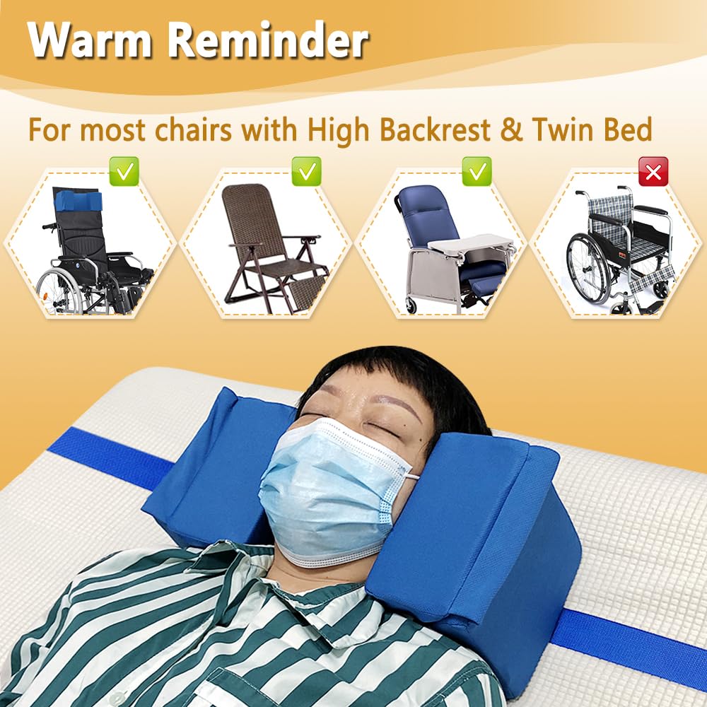 AOSSA Wheelchair Headrest Neck Stabilizer Head Support Pillow for Recliner High Back Wheelchair Head Positioning Wedge Neck Support Positioner Keep Head Straight Medical Foam Wedge