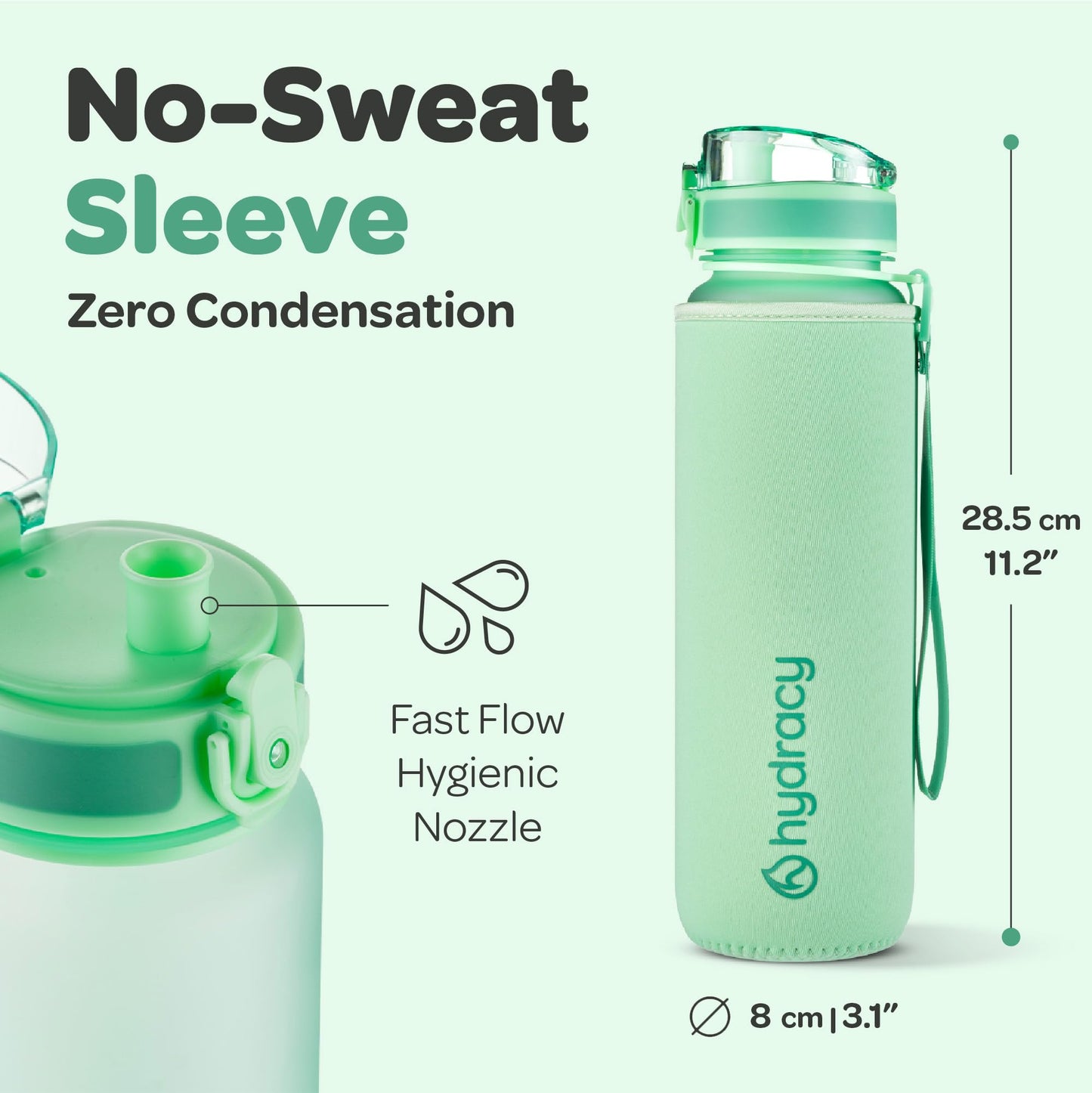 Hydracy Water Bottle with Time Marker -Large 32 oz BPA Free Water Bottle & No Sweat Sleeve -Leak Proof Gym Bottle with Fruit Infuser Strainer & Times to Drink -Ideal Gift for Fitness Sports & Outdoors