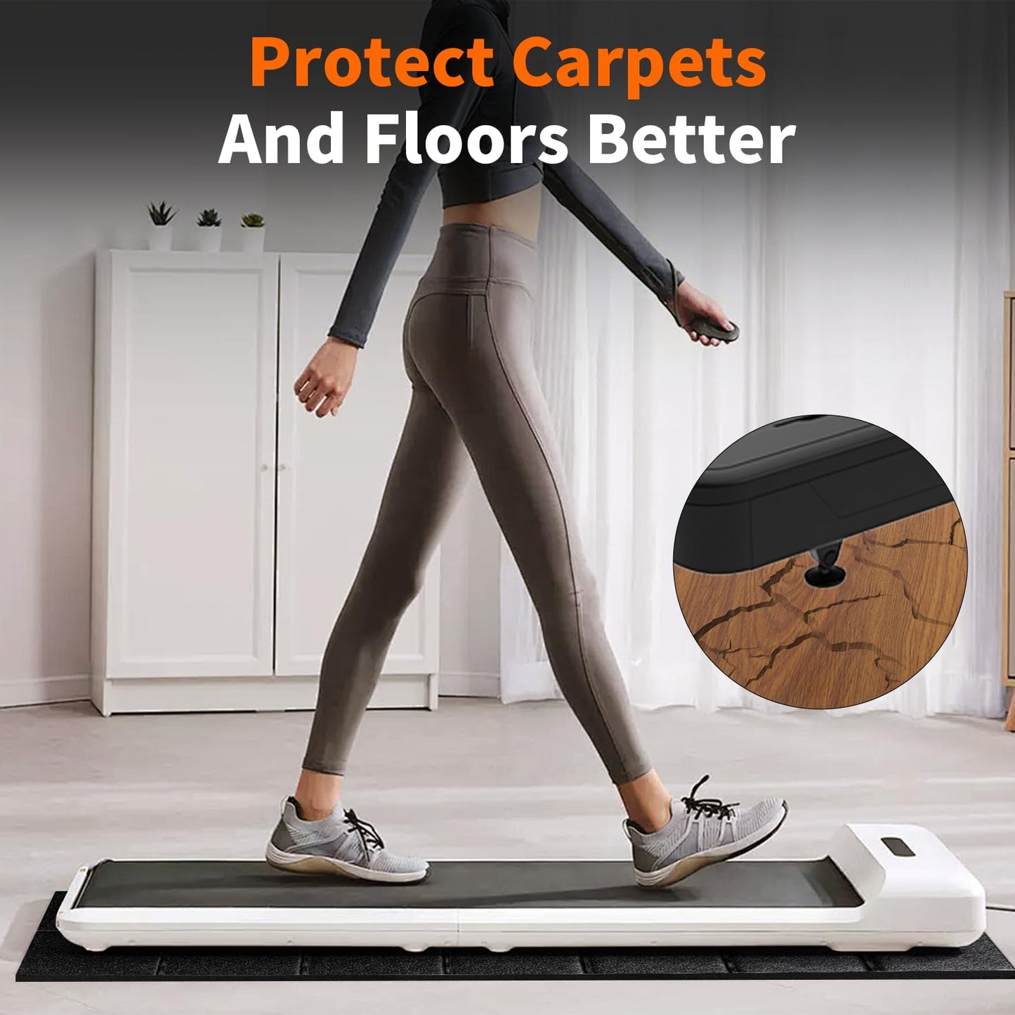 Non-Slip Walking Pad Mat 55x24 for Carpet Floors β Workout Floor Protection, Mat for Under Walking pad, Treadmill, Bike & Exercise Equipment, for Hardwood Floors, Noise Shock Absorption, Stationary