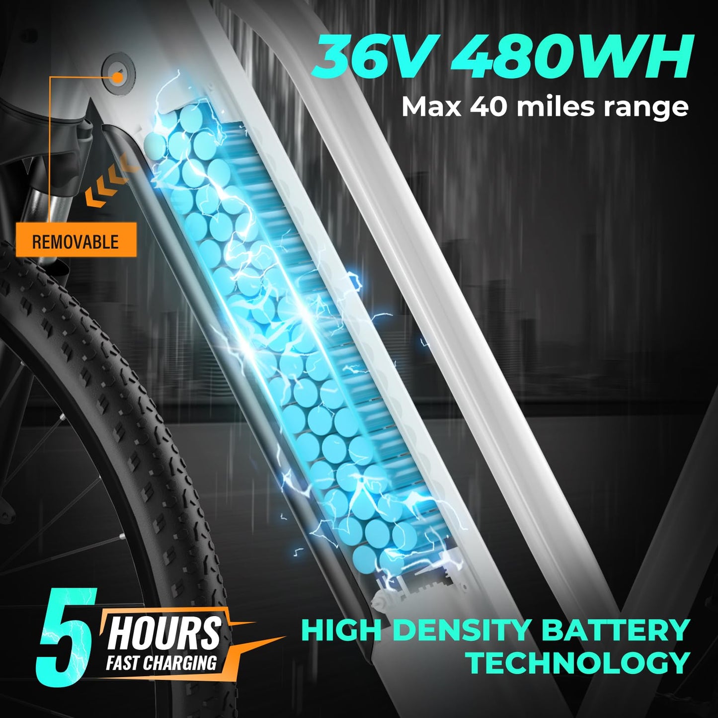 TST Electric Bike for Adults, with 750 W(Peak) Motor, Speed Can Reach 25 mph, 36V/300WH Battery, Max Travel 40 Miles, Equipped with 26 * 1.95" Tyres, and 7-Speede Electric Bicycle (White)