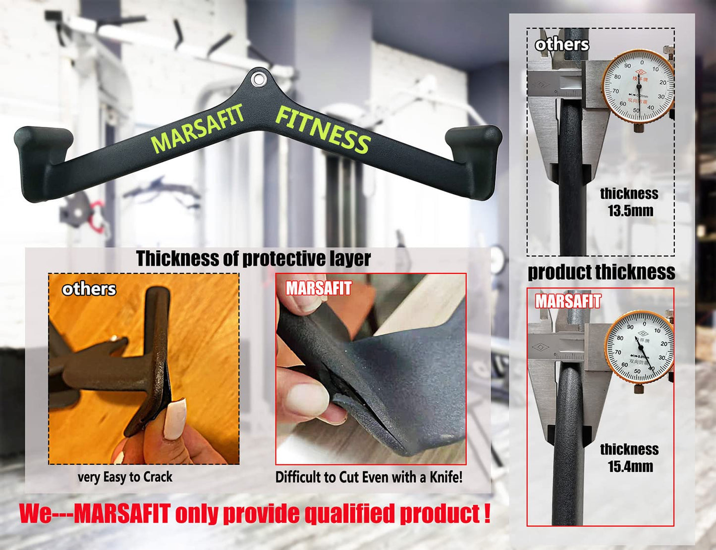 Home Gym Fitness Rowing T-bar V-bar Pulley Cable Machine Attachments, Bicep Curl Tricep Lat pulldown Bar Back Strength Training Handle Grips Lat Pull Down Bar Press Down Exercises (Length 22")