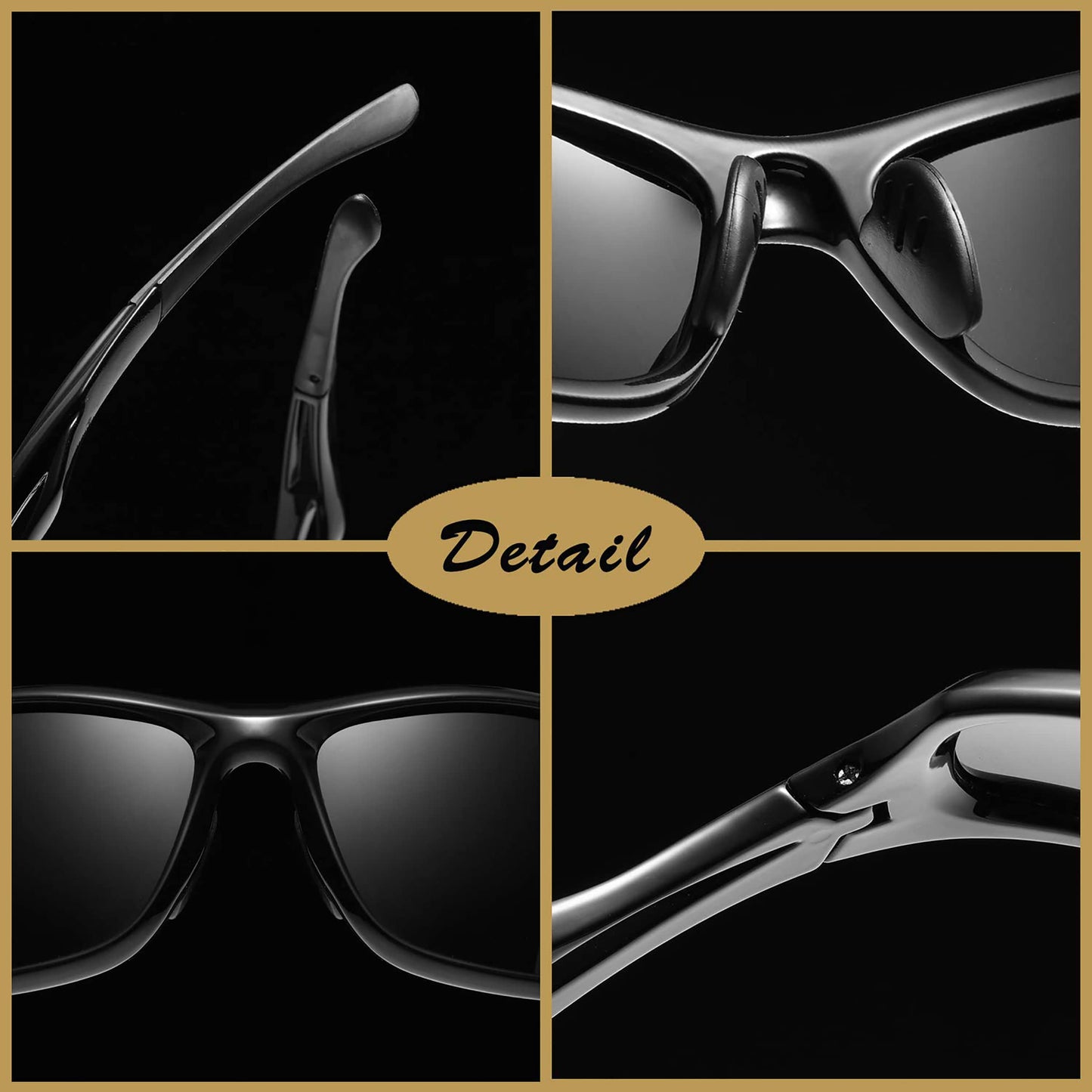 Joopin Polarized Sport Sunglasses Lightweight Wrap Around Driving Sun Glasses UV Protection Black Shades for Men Women Shady Rays