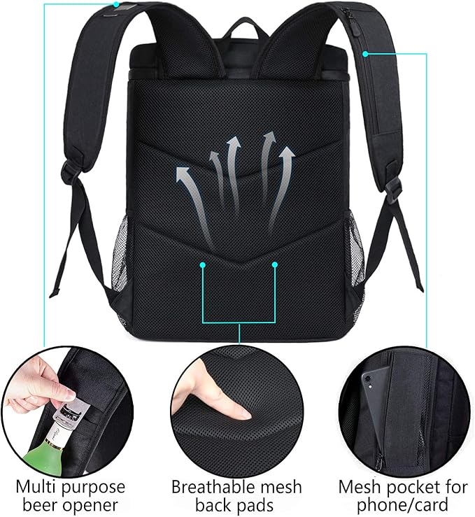 FORICH Soft Cooler Backpack Insulated Waterproof Backpack Cooler Bag Leak Proof Portable Small Cooler Backpacks to Work Lunch Travel Beach Camping Hiking Picnic Fishing Beer for Men Women