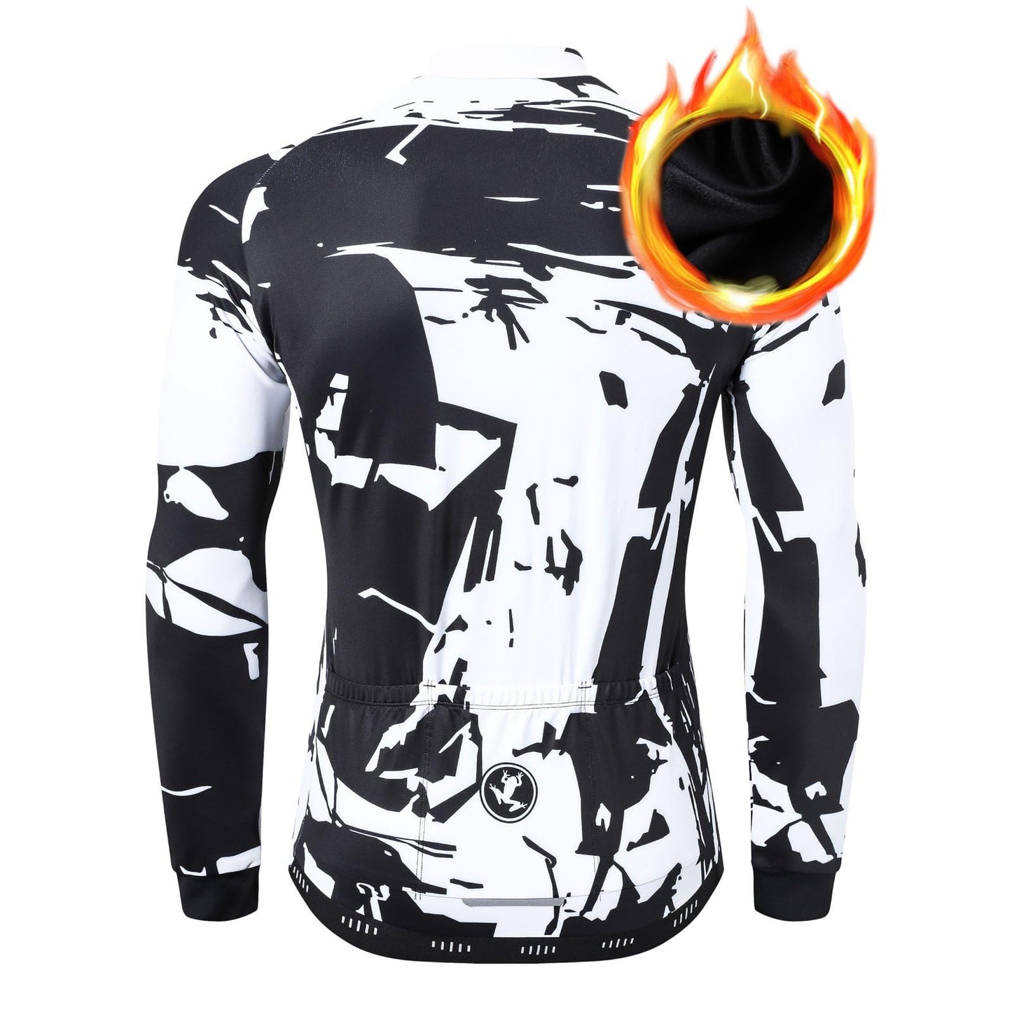 UGLY FROG Men's Cycling Jersey Winter Long Sleeves Warm Slim Fit Bike Bicycle MTB Shirts Thermal 3 Back Pockets L