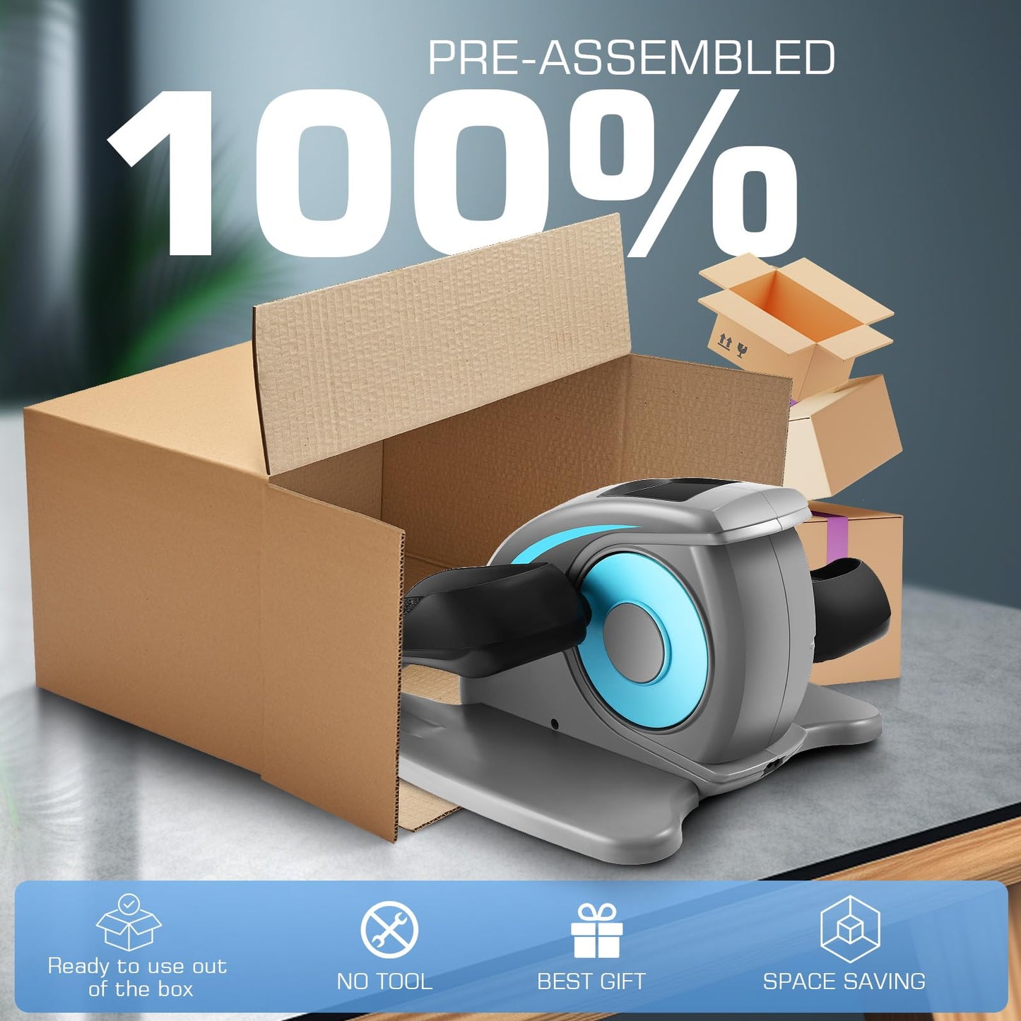 ANCHEER Under Desk Elliptical Machine, Electric Seated Pedal Exerciser, Mini Elliptical Machines for Seniors, LCD Display Monitor, Remote Control, Leg Exerciser for Home (Training Grey)