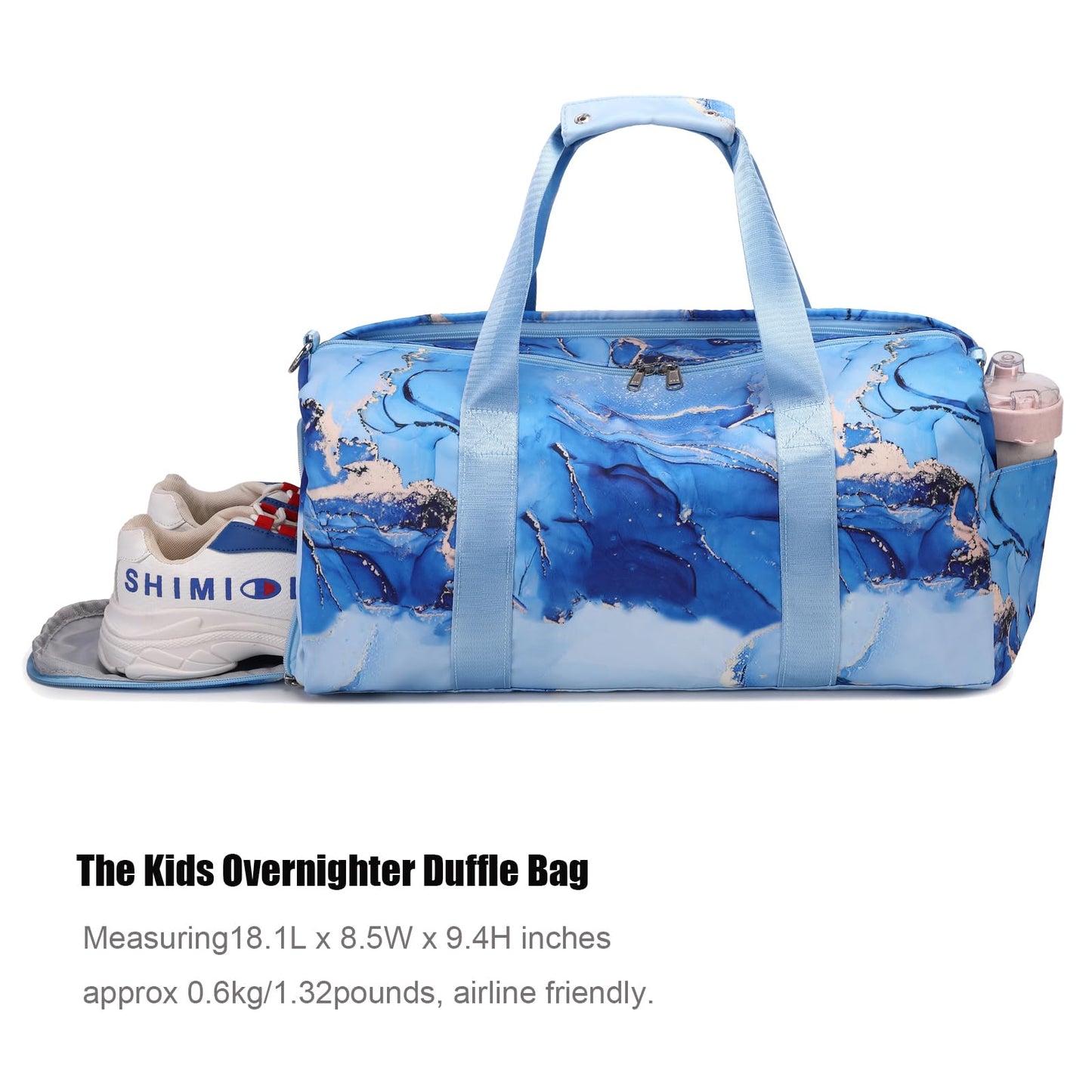 Dance Bag Gymnastics Bag Teens Overnight Duffle Bag with Shoe Compartment Travel Weekender Sleepover Carry On Bag (Gilded Blue)