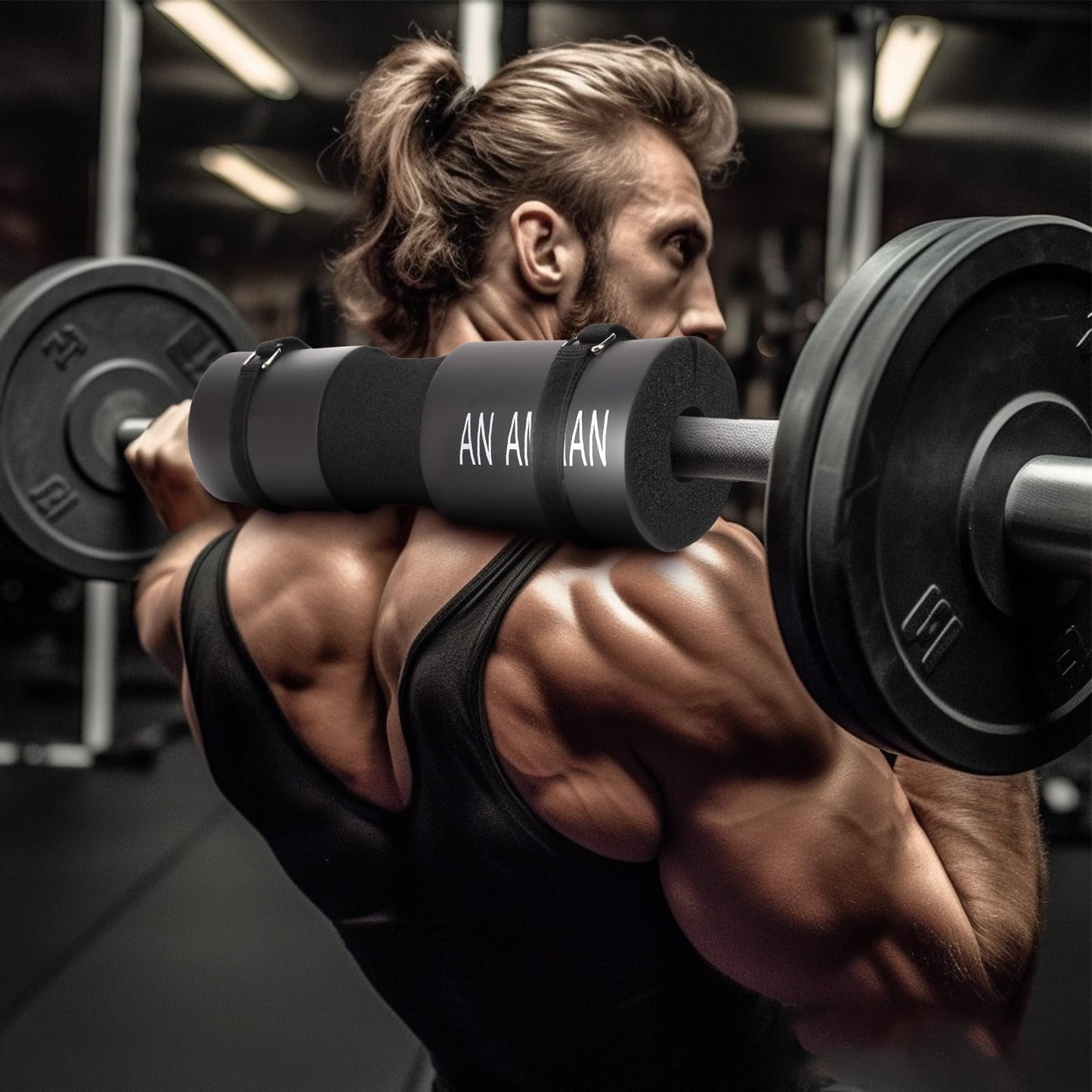 AN AMMAN Barbell Pad Perfect for Squat, Hip Thrust - Relieves Neck and Shoulder Pain Thick Foam Cushion - Gym Workout Smith Machine Thruster Weightlifting Grey Marble Pattern AM001PT
