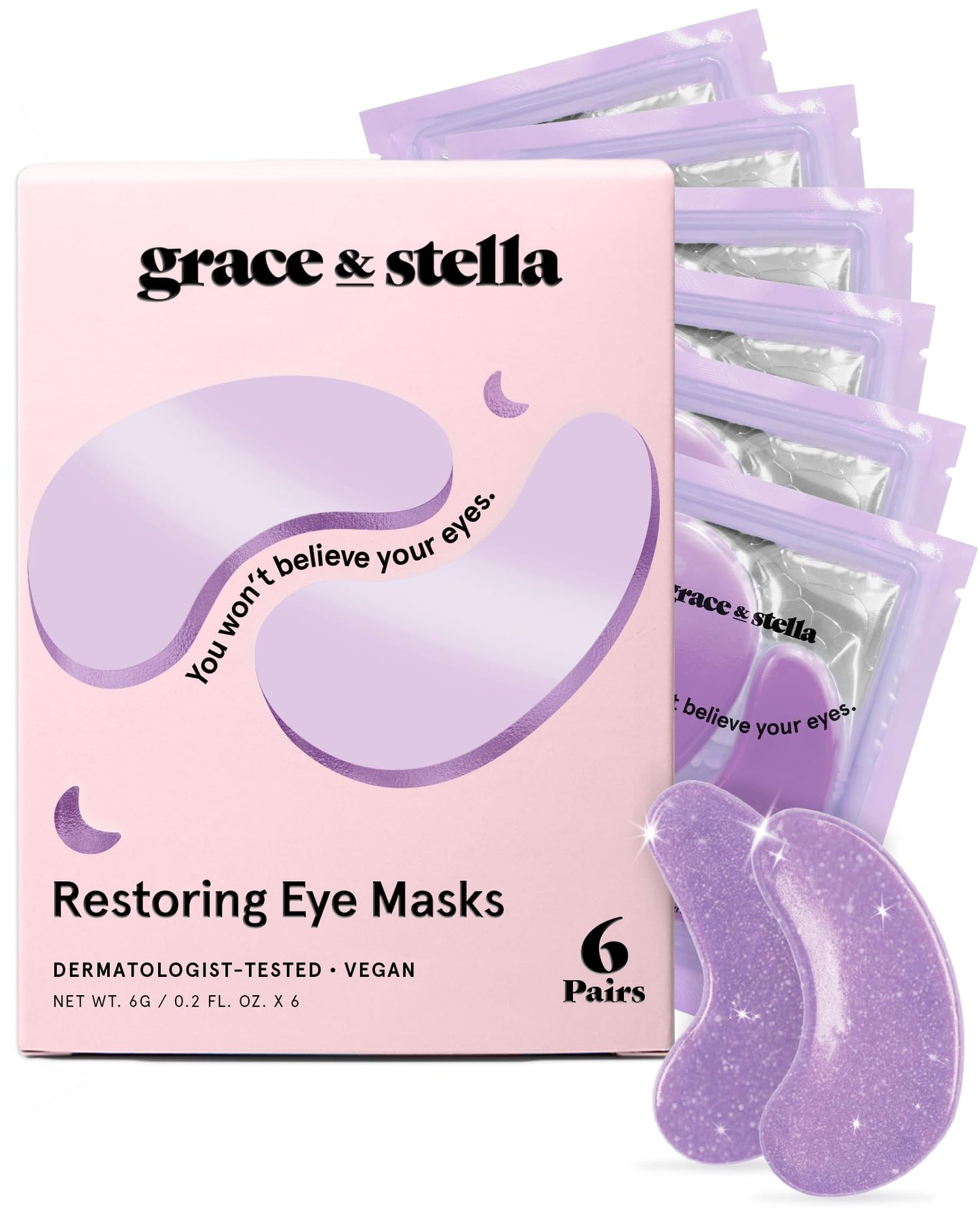 grace & stella Under Eye Patches for Puffy Eyes and Dark Circles (Retinol, 24 Pairs) Restoring Gel Under Eye Masks with Hyaluronic Acid - Vegan Cruelty-Free Skincare Birthday Gifts for Women