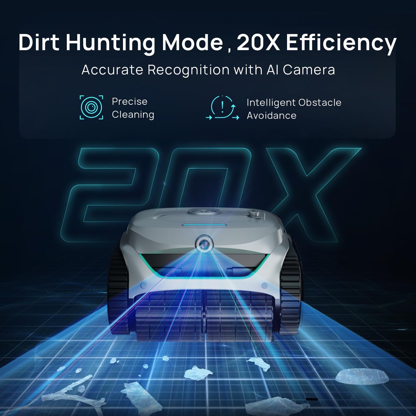 (2025 New) WYBOT C2 Vision Robotic Pool Vacuum with AI Camera, Ultra-Fine Filtration Pool Cleaners for Above&Inground Pools, Comprehensive 8 Mode, Wall Climbing, Smart Navigation, White