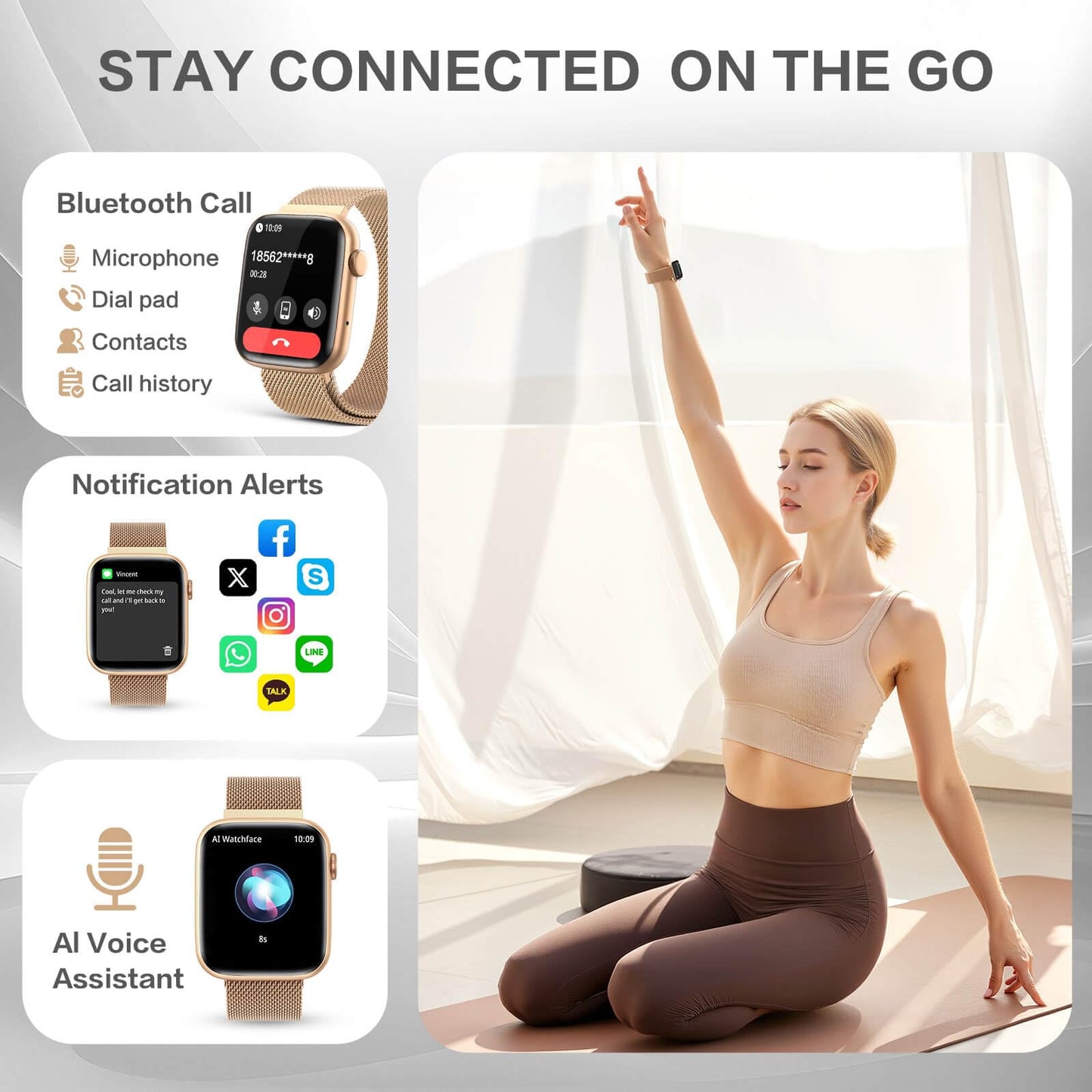 2025 Smart watches for Women with Blood Pressure Monitor, 1.9" AMOLED DA GPT AI Voice Smartwatch, 24/7 Heart Rate Stress Sleep Monitor,123 Sports Modes, IP68 Waterproof Fitness Tracker for Android iOS