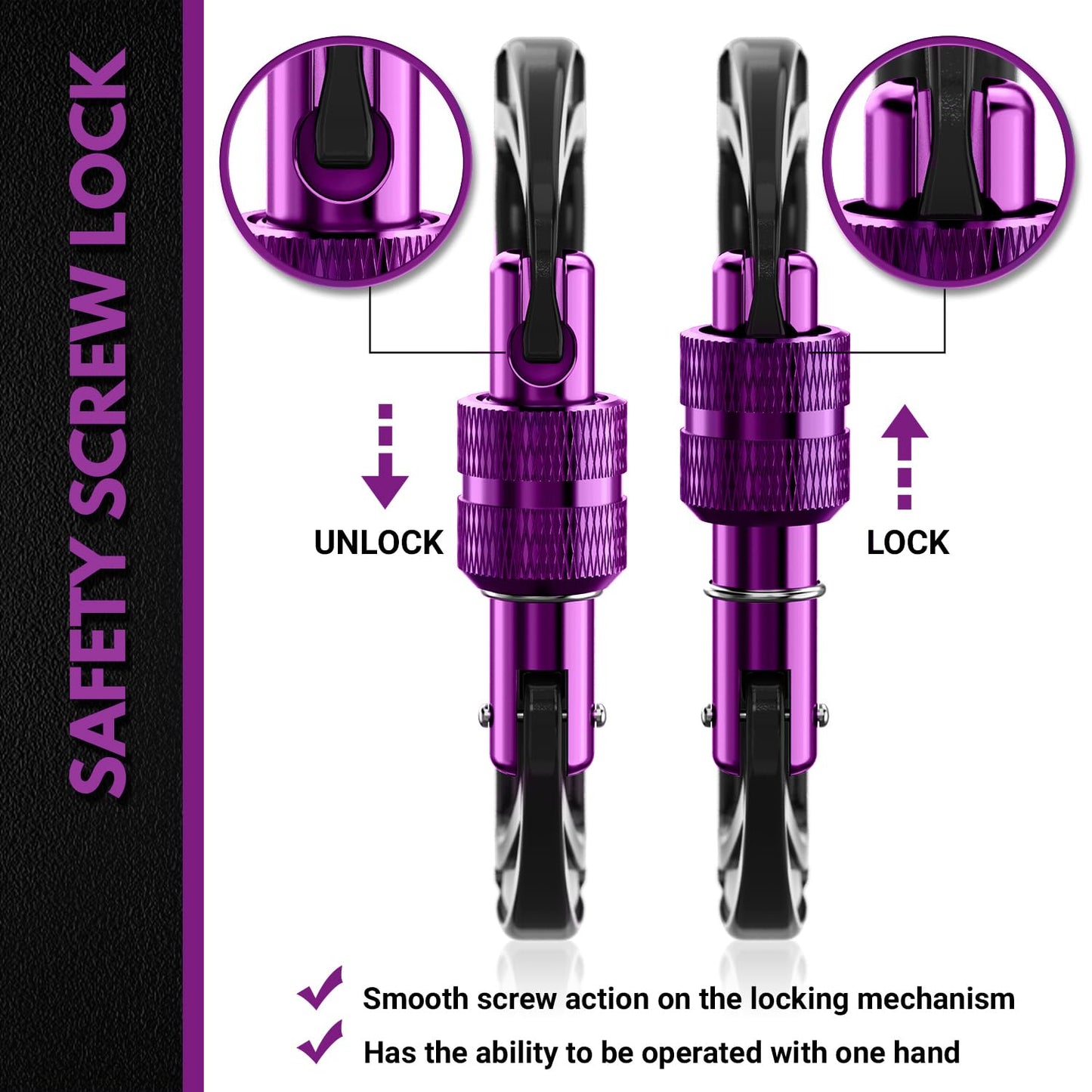 RHINO Produxs 2PCS of 12kN (2697 lbs) Heavy Duty Lightweight Locking Carabiner Clips - Excellent for Securing Pets, Outdoor, Camping, Hiking, Hammock, Dog Leash Harness, Keychains, Water Bottle