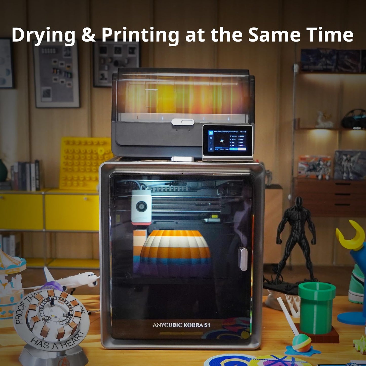 Anycubic Kobra S1 Combo 3D Printer, Multi-Color 3D Printer High Speed Max 600mm/s High Precision, Core XY Stable Structure Ultra-Quiet Printing Anycubic App One-Click Printing 250 * 250 * 250mm
