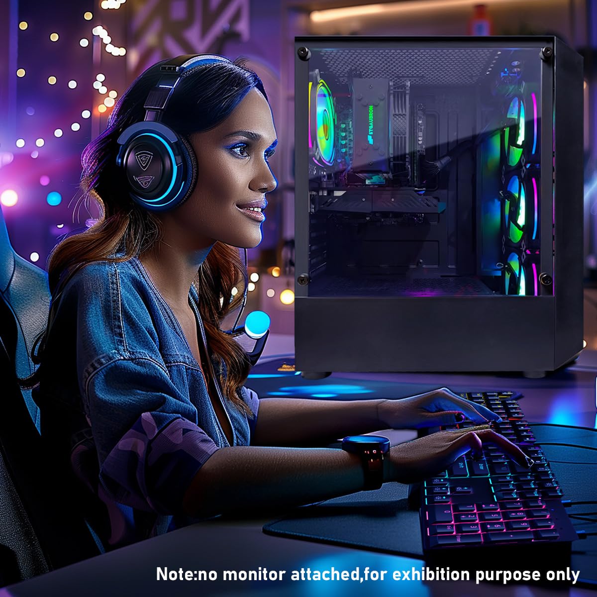 STGAubron Gaming PC Computer Desktop, 13th Gen Intel Core i5-13400F up to 4.6G, GeForce RTX 3050 6G, 16G DDR4, 512G SSD, RGB Fan x4, WiFi 6 & BT 5.2, Windows 11 Home