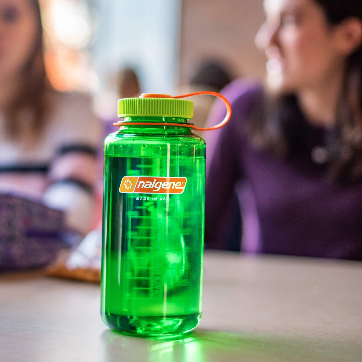 Nalgene Sustain Tritan BPA-Free Water Bottle Made with Material Derived from 50% Plastic Waste, 32 OZ, Wide Mouth, Spring Green