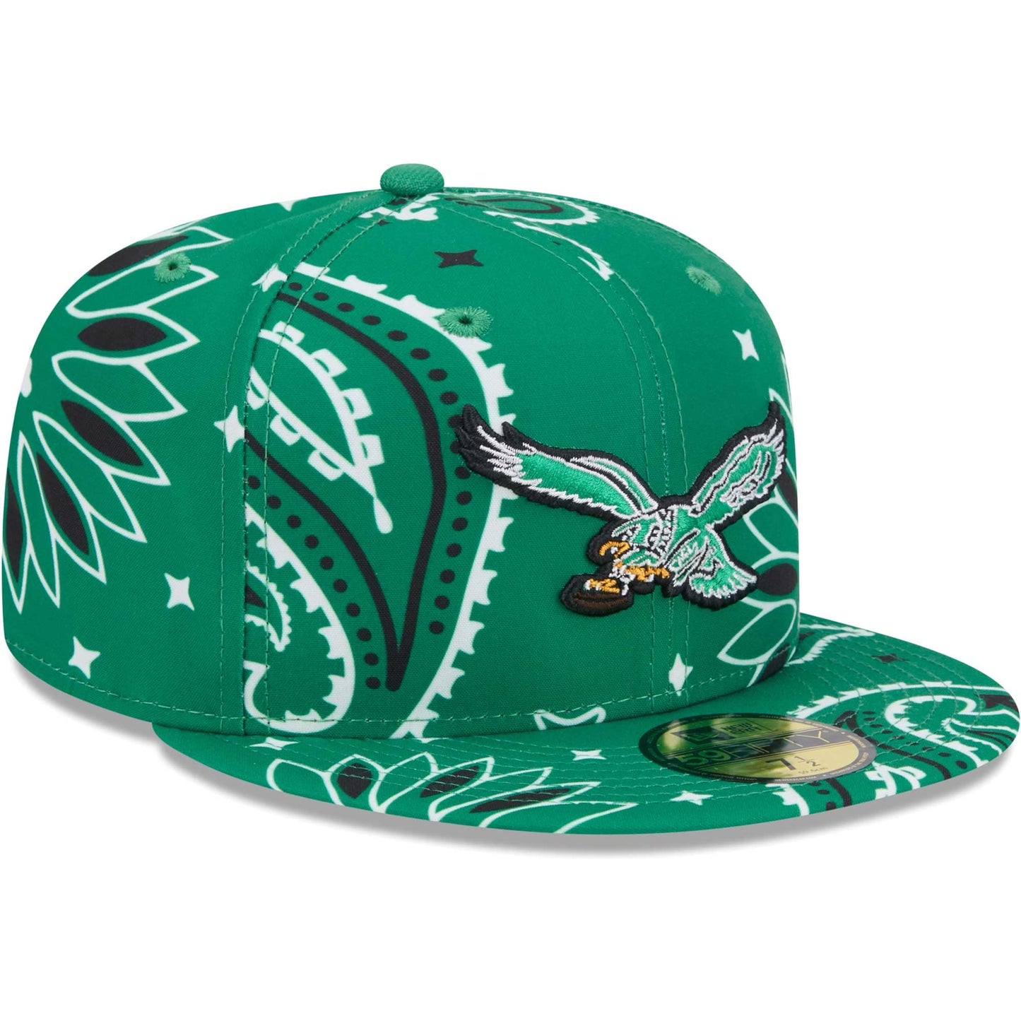 New Era Men's Kelly Green Philadelphia Eagles Throwback Paisley 59FIFTY Fitted Hat