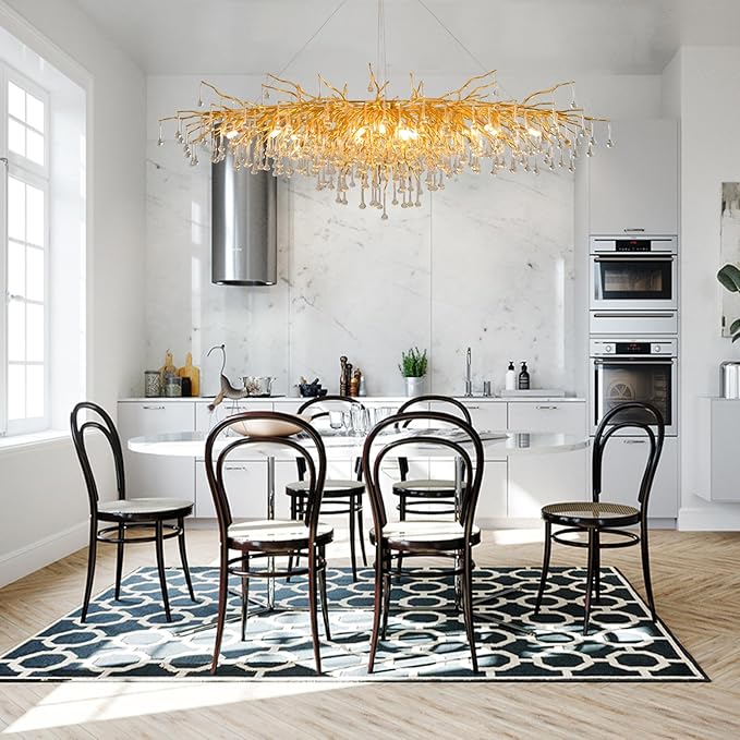 63in Modern Chandeliers, Tree Branch Chandelier Raindrop Crystal Pendant Light Fixtures, Gold Finish Chandeliers Light for Dining Room, Entryway, Living Room, 15-Light