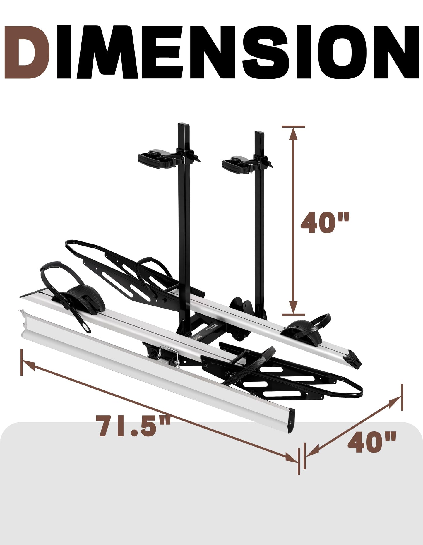 Young Hitch Mount Bike Rack with Ramp, 200 lbs. Capacity for 2 E-Bikes, Fat Tire and Standard, fits Cars, SUVs, RVs, Trailers with 2 Inch Receiver