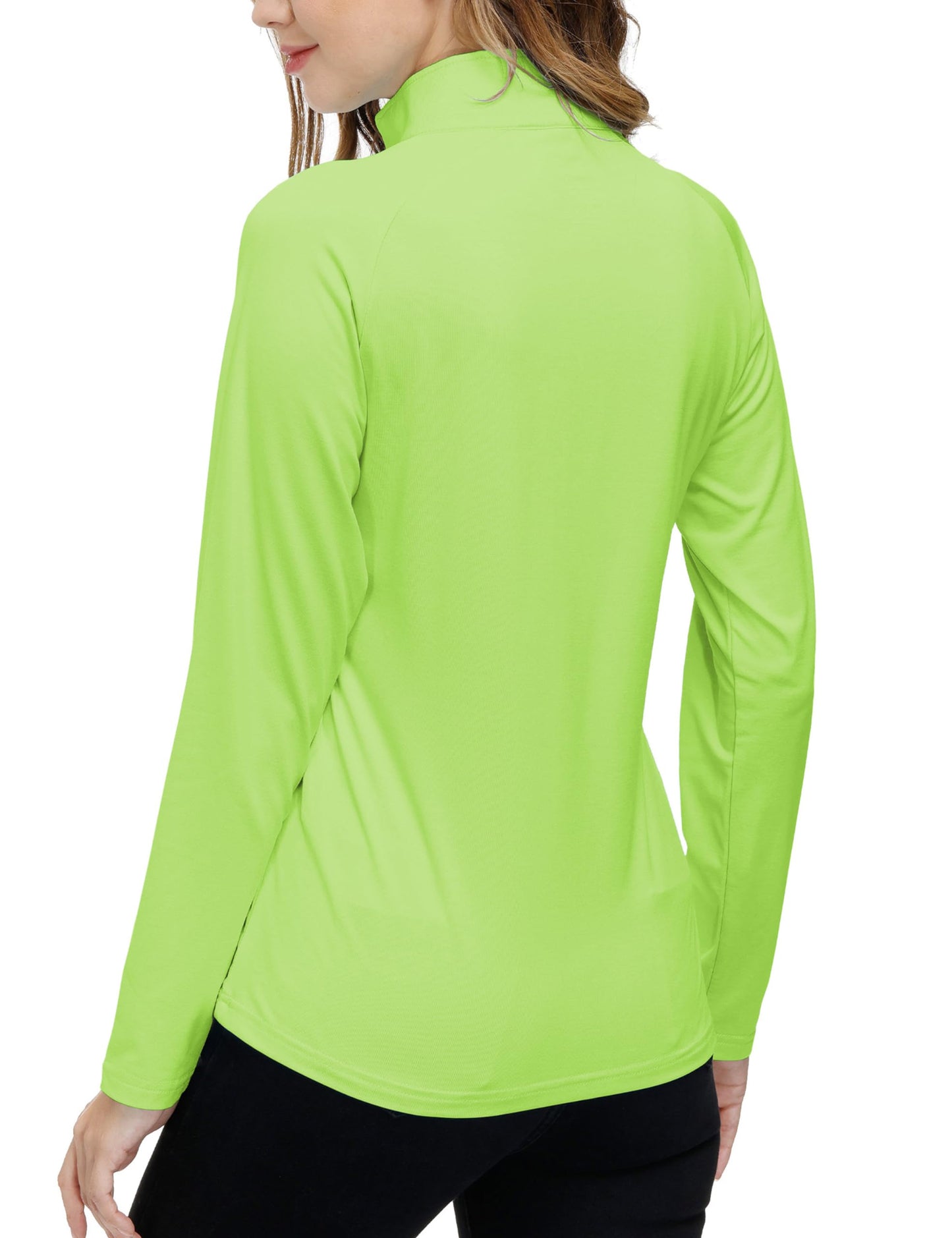 AIRIKE Women's Polo Shirts Long Sleeve Golf Shirts Quick Dry Thermal Lining Lightweight Athletic Tennis Shirts Pale-Green M