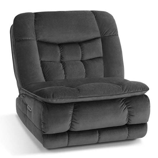 MCombo Dual Motor Oversized Power Recliner Chair, 38.2'' Large Wide Seat, Rocker Chair with LED Lighting, USB Ports, Perfect for Living Room, Office and Home Theater, Fabric PR607 (Dark Grey)