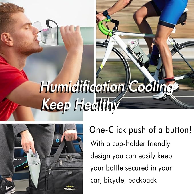 Linowos Drinking and Misting Sports Water Bottle, Non-Toxic BPA Free, Fast Water Flow Opens with 1-Click, Portable Leak-Proof Spray Cup for Cycling Fitness Camping Hiking Outdoor