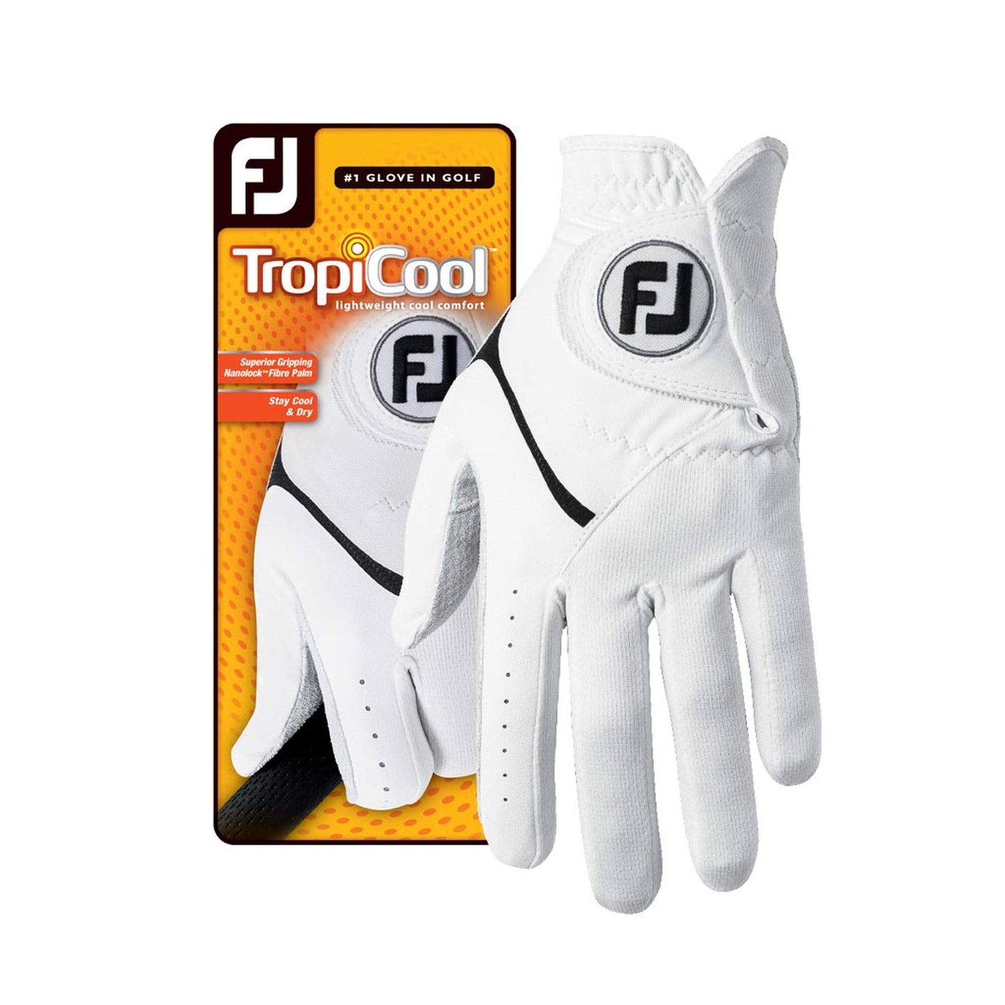 FootJoy TropiCool Gloves, White, Cadet Medium/Large