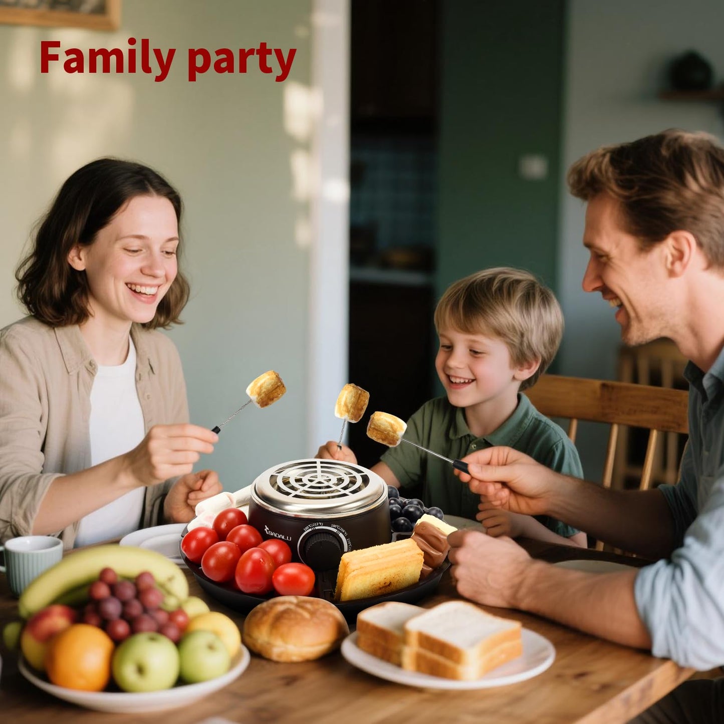 BADALU 2 in 1 Electric S'mores Maker & Fondue Pot, Tabletop Indoor S'mores Maker Kit with 4 Roasting Forks & 1 Flameless Temperature-controlled Heater,Housewarming Christmas Gifts,Family Gifts