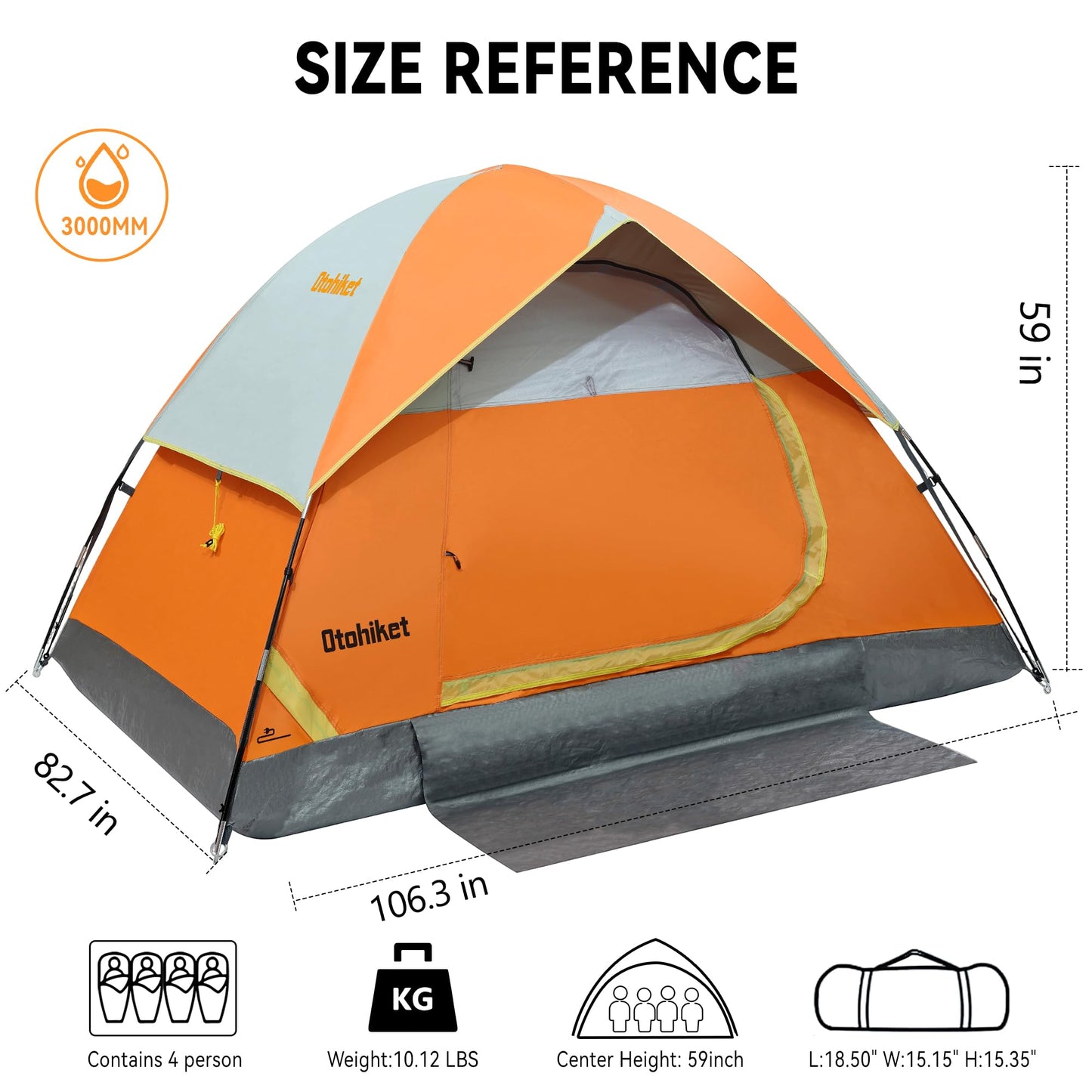 /2/3/4 Person Dome Tents for Camping, Lightweight Portable Backpacking Tent,Lightweight Portable,Waterproof Windproof Sundome Tent,t,Easy to Set Up,Family,Backpacking