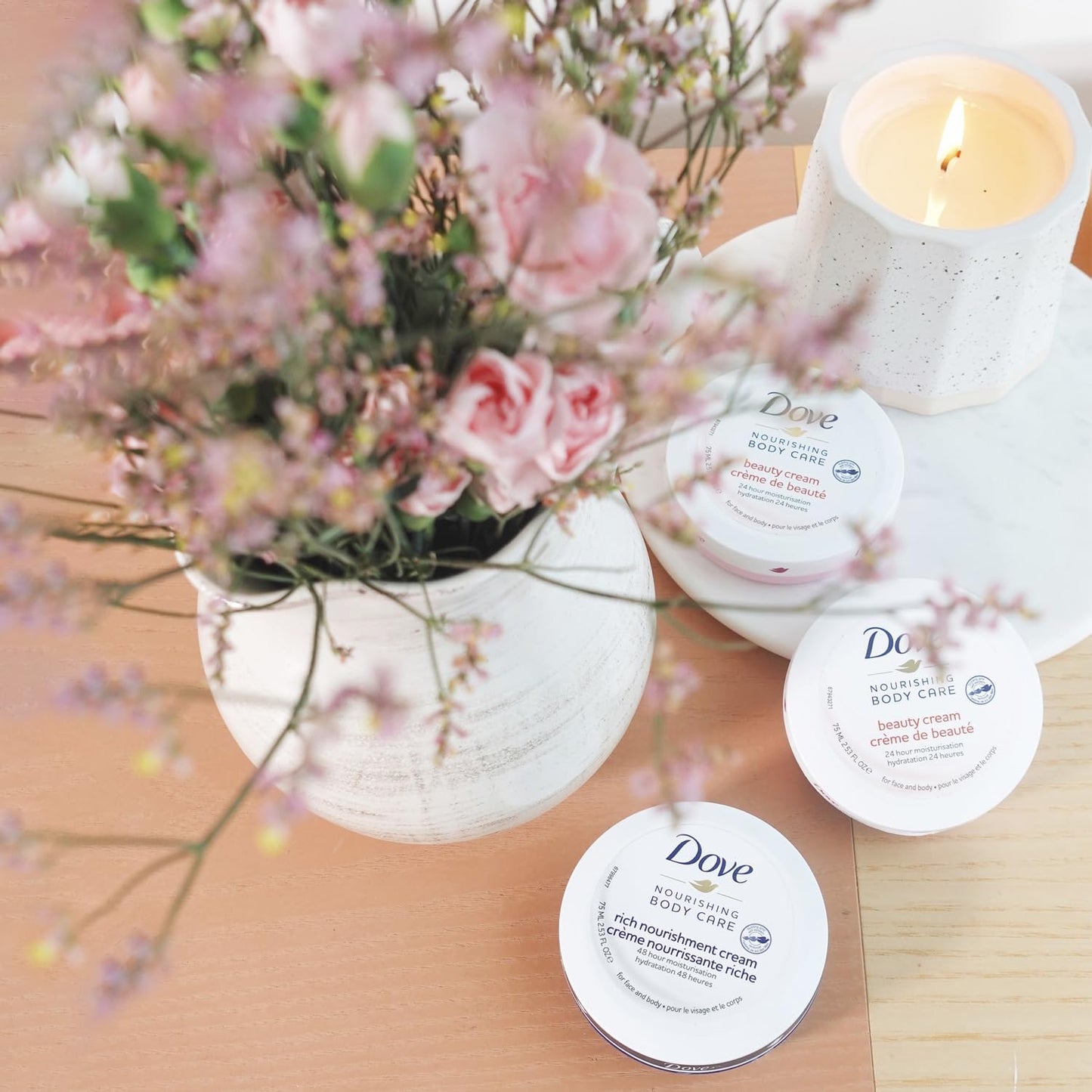 Dove Body Love Beauty Cream, Face & Body, 6-Pack – 24H Moisturizing Cream for Dry Skin, Travel-Size, 1.69 Fl Oz Ea