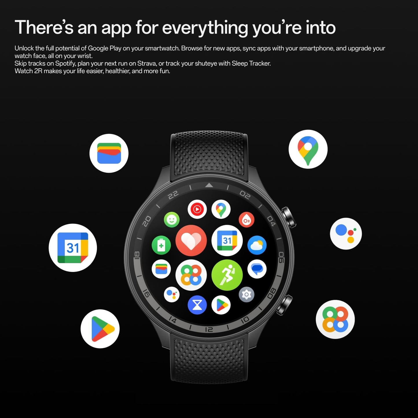 OnePlus Watch 2R, 32GB, Sleep Monitor, Heart Rate Tracking, Smartwatch with Fitness Insights,100-Hour Battery, 1.43'', Bluetooth WiFi, Gunmetal Gray