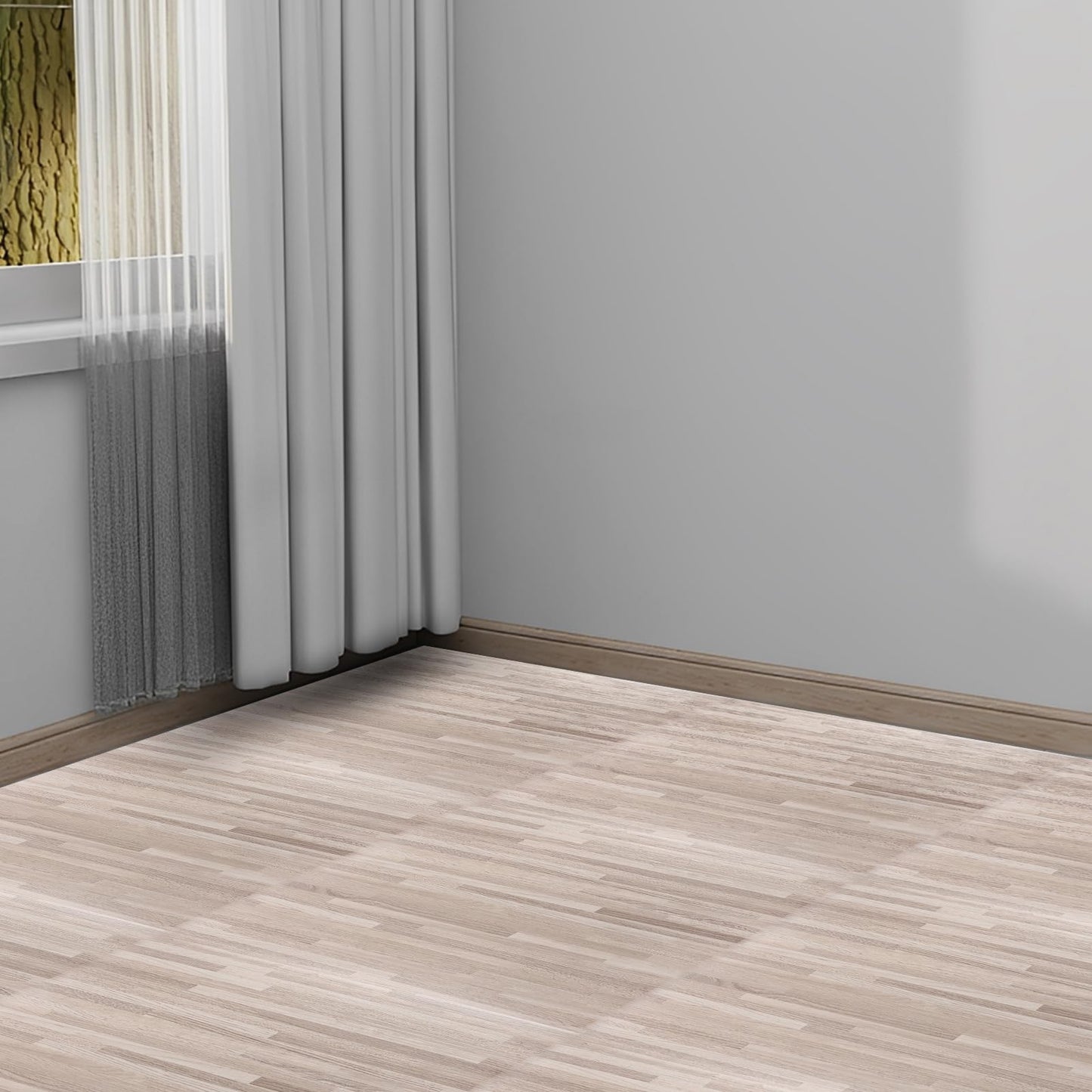 AKOLAFE 40 Sheet Vinyl Flooring 12x12 Peel and Stick Floor Tile Waterproof Clearance Vinyl Floor Tiles Striated Wood Self Adhesive Floor Tiles Sticky Laminate Flooring for Bathroom Kitchen Basement RV