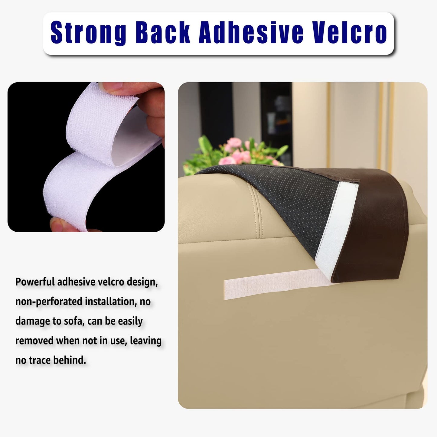 AmazeCov Non Slip Headrest Cover for Furniture Slipcovers,Faux Leather Headrest Protector for Recline Chair Vinyl Head Protector for Sofa,Theater Seat Cover for Home & Office 17x27 in, Chocolate