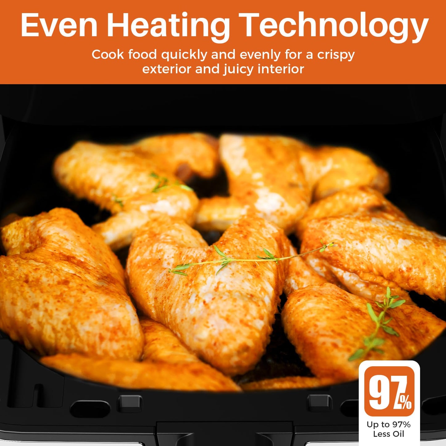 Air Fryer Oven 4.5QT, Space Saving, 1 Touch Digital Display, Compact, Non-stick And Dishwasher Safe Basket, Black & Stainless Steel,Update