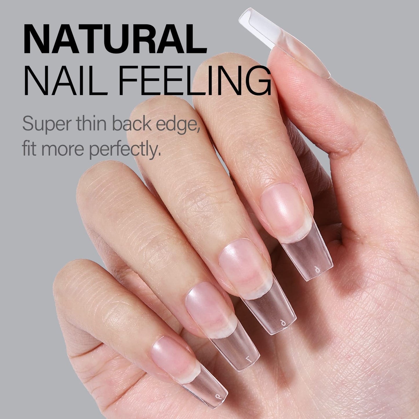 AILLSA Medium Square Nail Tips - Upgraded Matte Gel Full Cover Nails Tips No Filed, 240Pcs Pre-shaped Gelly Tips Acrylic Clear Fake Press On Soft Nail Tip for Soak Off Nail Extension 10 Sizes