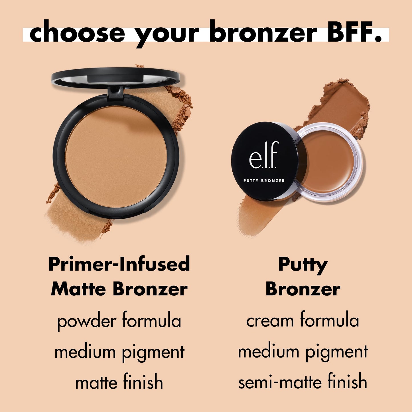 e.l.f. Primer-Infused Bronzer, Long-Lasting, Lightweight & Buildable Powder Bronzer, Delivers A Matte Finish, Vegan & Cruelty-Free, Catching Rays