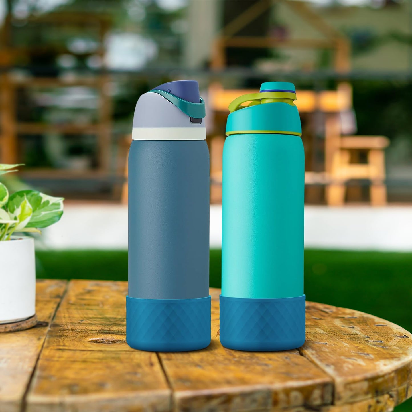 Alwenid 2PCS Silicone Water Bottle Boot for Owala 40 Oz, Anti-Slip Protective Sleeve Bottom Bumper Protector for FreeSip, Twist, and Flip Stainless Steel Water Bottles (Dark Blue)