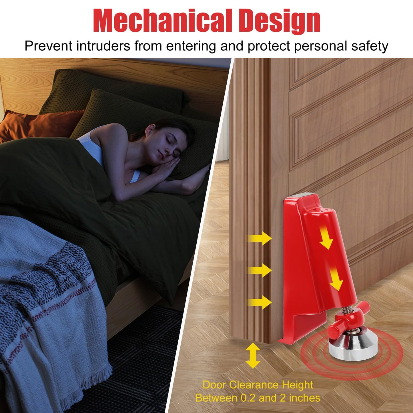 Door Stoppers Security,Portable Door Lock Brace for Home Security,Door Security Bar for Hotel Room, Apartment Safety, Travel Door Stopper Portable Door Lock for Travel