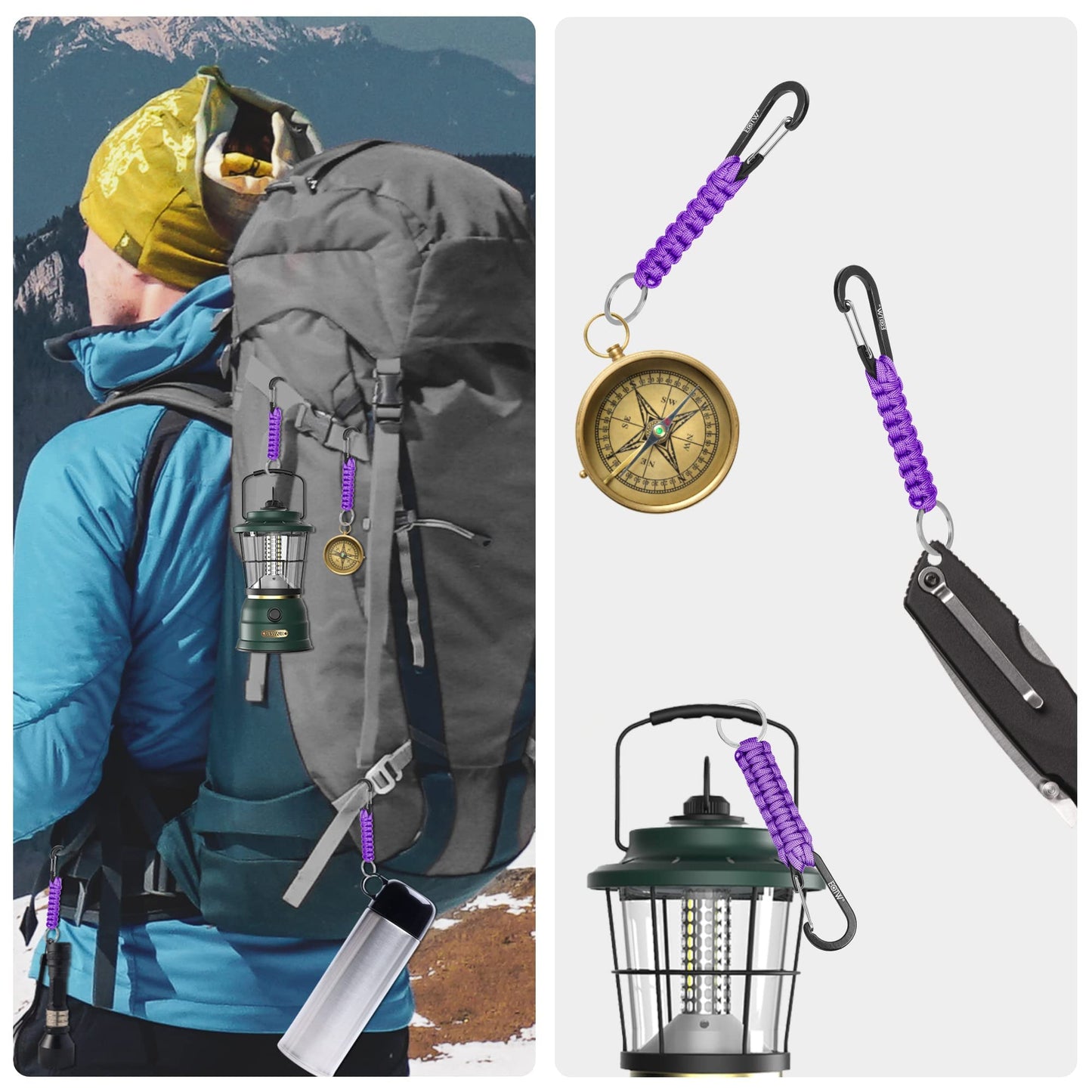 EOTW Carabiner Keychain, Small Carabiner Clip with Paracord Keychain Mini Aluminum D Ring Key Organizer