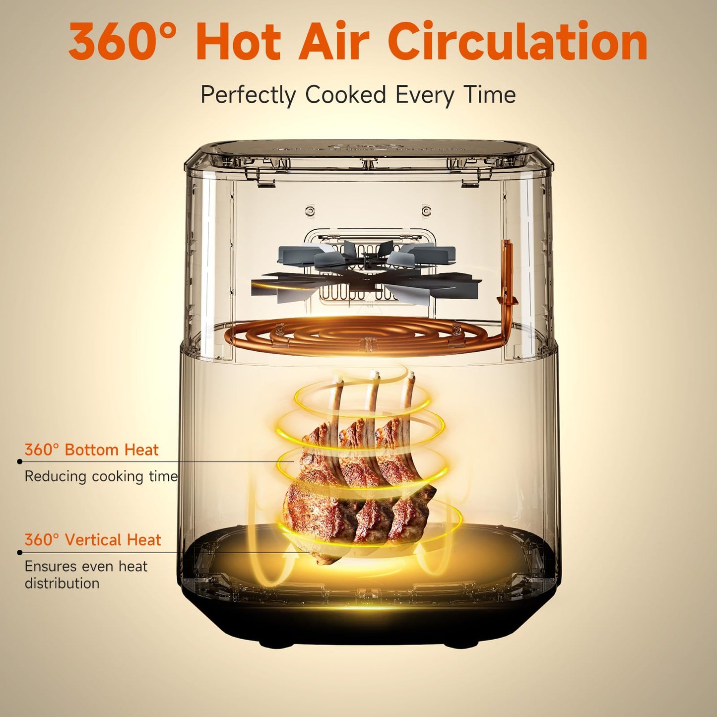 Kitchen Elite Air Fryer Stainless Steel with View Window, XL 8.5QT Large Airfryer, 8-in-1 Digital Control, 400°F Temp Controls, Nonstick Dishwasher-Safe, Space-Saving, Roast, Broil, 1500W