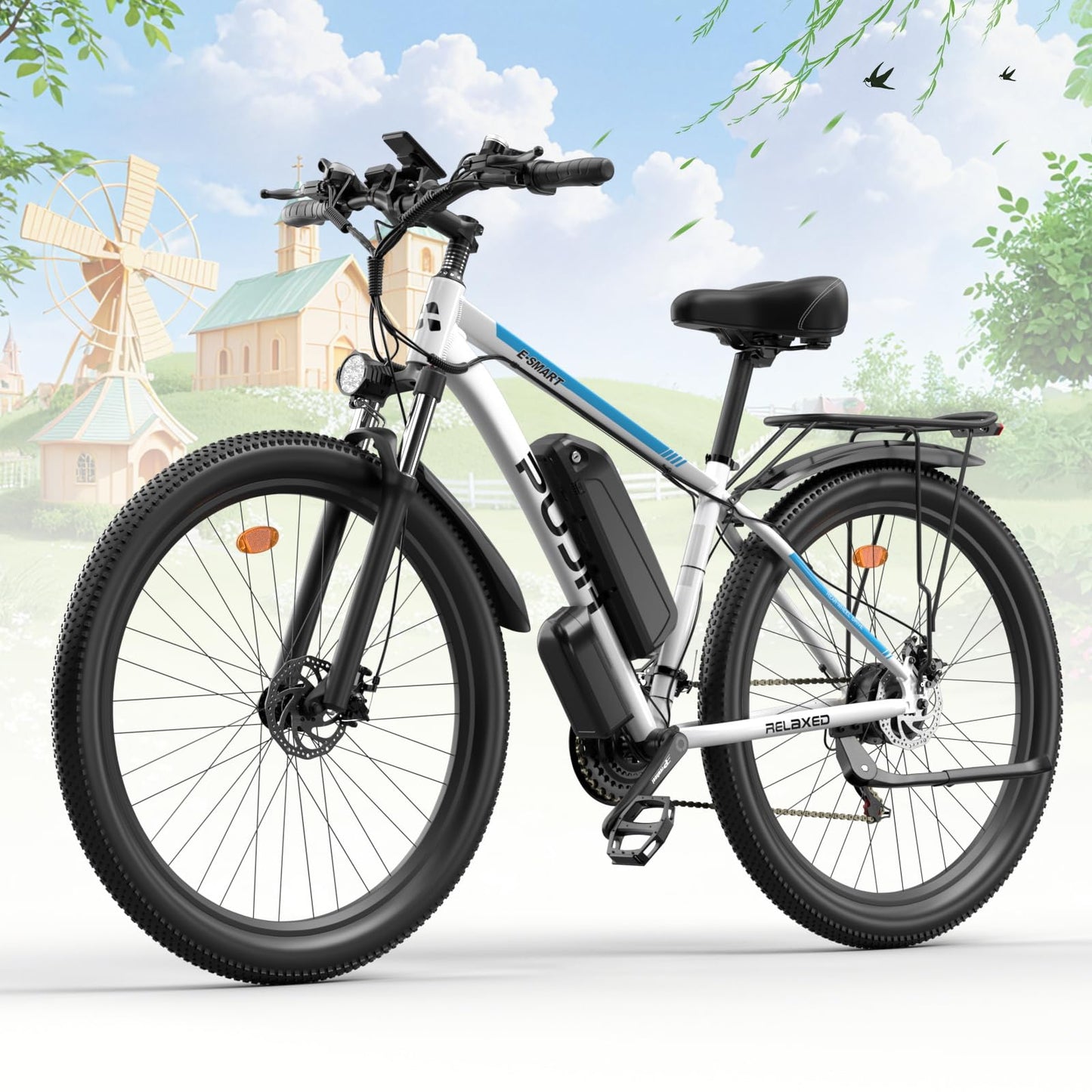 PUJH Peak 1500W Motors Electric Bike for Adults, 48V 17.5Ah Battery, 29"*2.1 Fast Ebike,Max 32 mph 30-80 Miles,Front Suspension Disc Brake Class 3 E-Bike,Off Road Mountain Hunting for Men