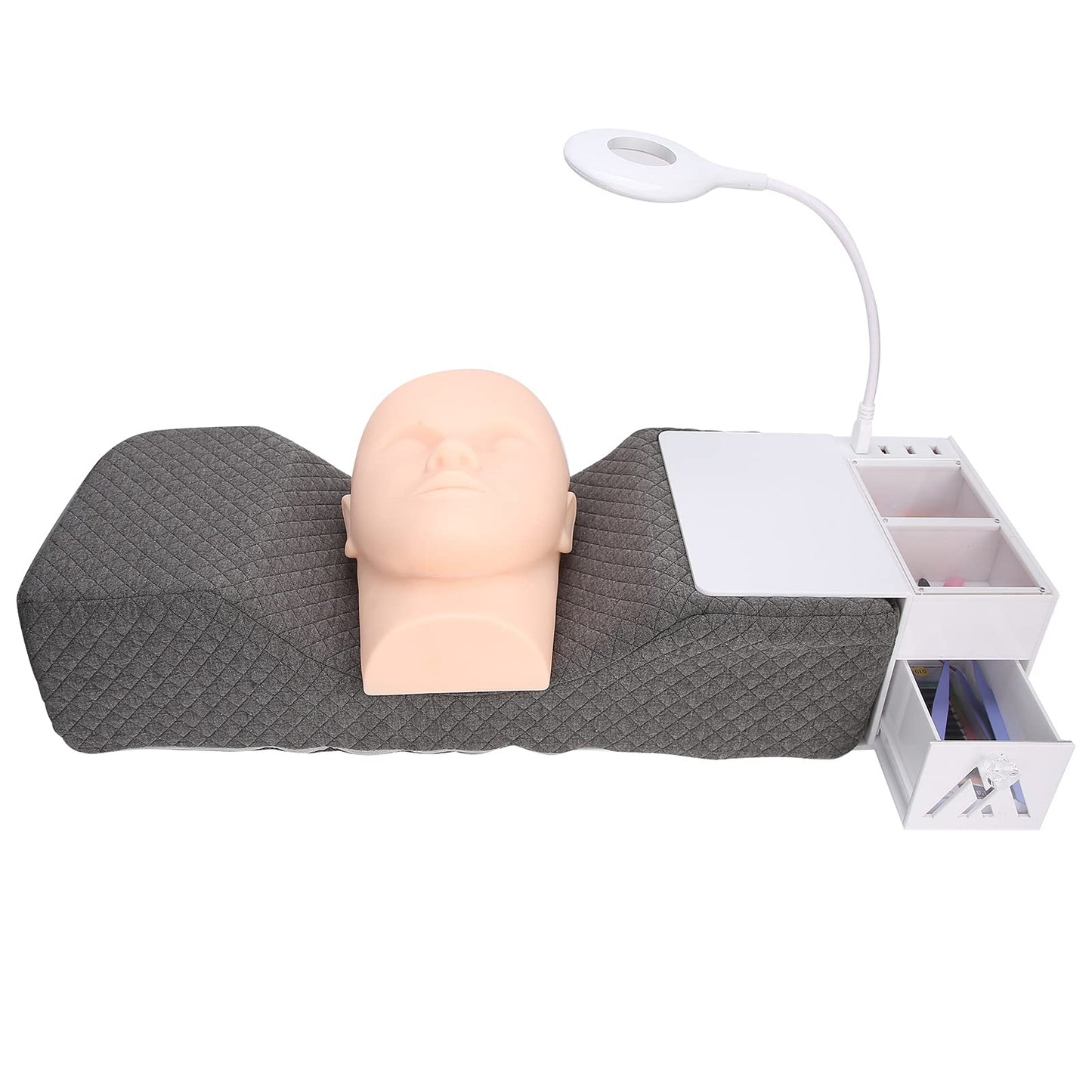 Akozon Eyelash Extension Neck Pillow Acrylic Grafting Soft Sponge Shelf Organizer Stand LED Light Set with Beauty Salon Pillow for Lash Eyelash Lash Curve Pillow Neck Contour Pillow
