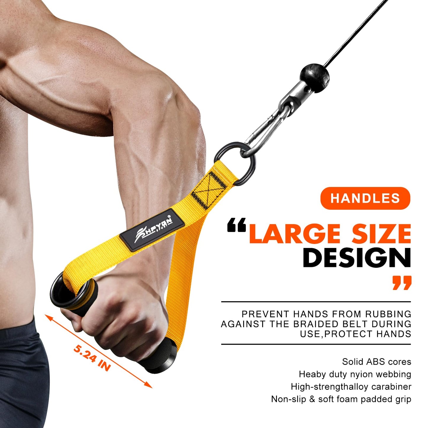 Exercise Handles, D Handle Cable Attachment, Grip Attachments for Cable Machine Pulleys, Resistance Bands and Strength Trainers, Pull Down Exercise Accessories, Home Gym Exercise Machine Attachments