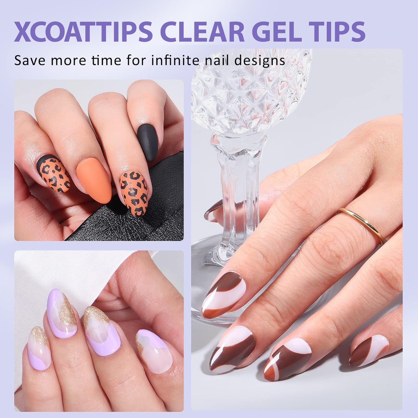 BTArtbox Short Almond Nail Tips - Natural Short Fake Nails with Tip Primer Full Cover, Stronger Nail Adhesion, Clear Soft Gel Nail Tips for Nail Extensions DIY Art