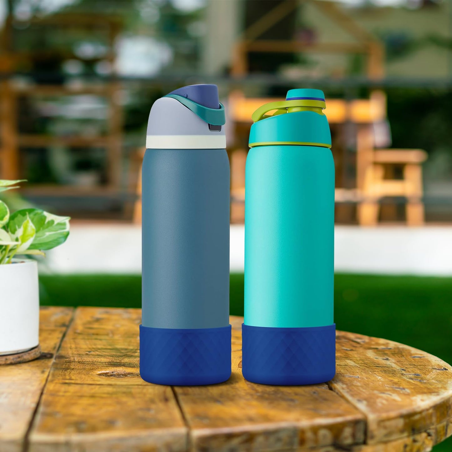 Alwenid 2PCS Silicone Water Bottle Boot for Owala 40 Oz, Anti-Slip Protective Sleeve Bottom Bumper Protector for FreeSip, Twist, and Flip Stainless Steel Water Bottles (Royal Blue)