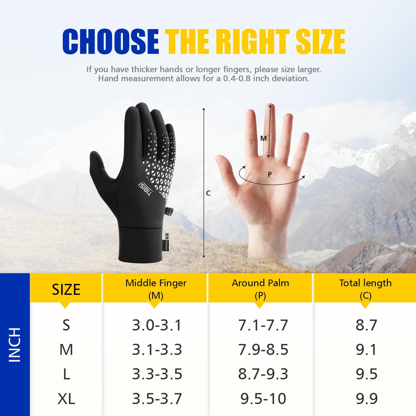 Saliryj Winter Gloves Thermal Warm Touch Screen Gloves Bike Gloves Cycling Gloves for Driving,Cycling,Running,Hiking