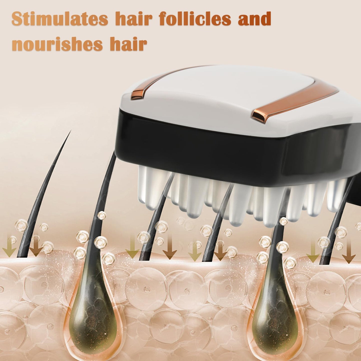 AIBOKEE Electric Hair Massager for Hair Growth and Stress Relaxation, Hair Massage Brush for Men & Women, Stress Relief & Fatigue Relaxation - White