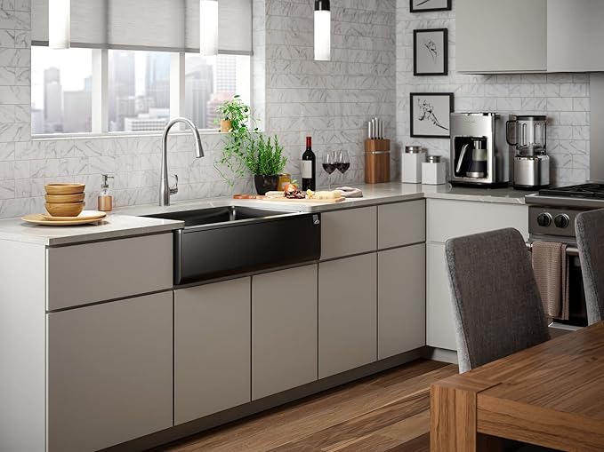 KOHLER K-25786-CM8 Cairn Sink, 36 in, Matte Black Plum